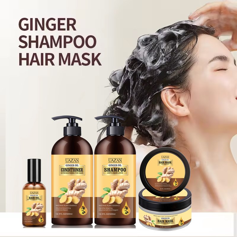 Wholesale Best Antifungal Repair Anti Hair Loss Regrowth Ginger Hair Mask Hair Serum Oil Shampoo And Conditioner Set