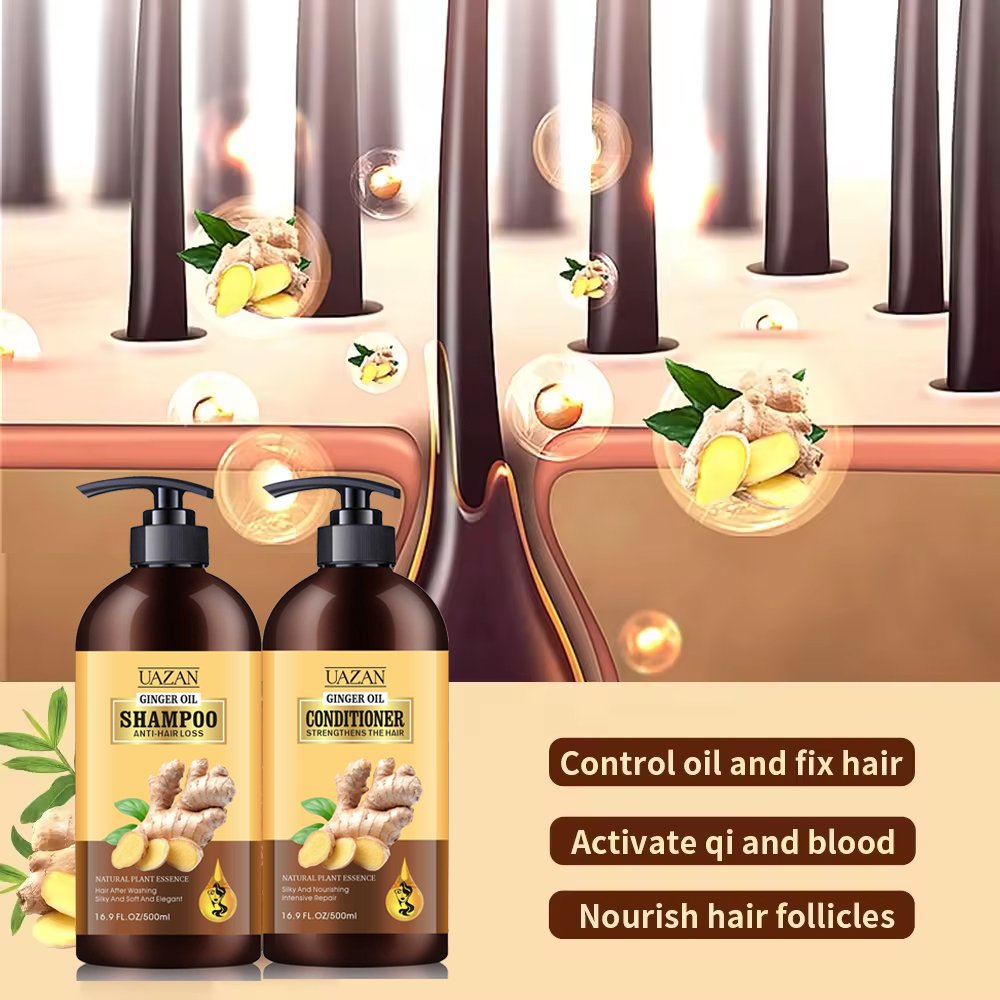 Wholesale Best Antifungal Repair Anti Hair Loss Regrowth Ginger Hair Mask Hair Serum Oil Shampoo And Conditioner Set