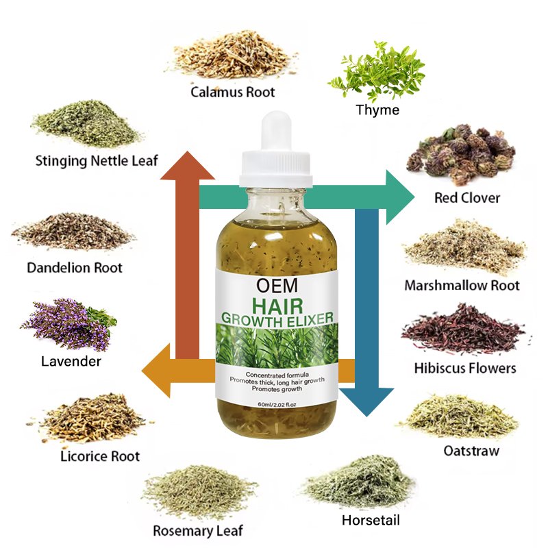 Rosemary Infusion Hair Fast Growth Oil Castor Peppermint Herbal Blend Elixir Anti Hair Loss Treatment Serum Scalp Tonic OEM