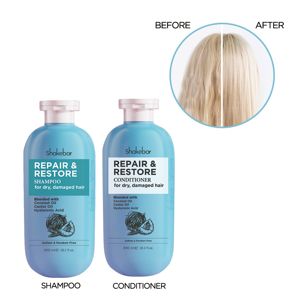 OEM ODM Shakebar Repair Shampoo and Conditioner for Dry Damaged Hair Coconut Oil Herbal Moisturizing Shampoo and Conditioner