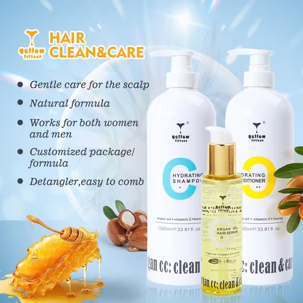 Private Label silk smoothing argan oil Vitamin shampoo and conditioner oem natural hair care set European Standard