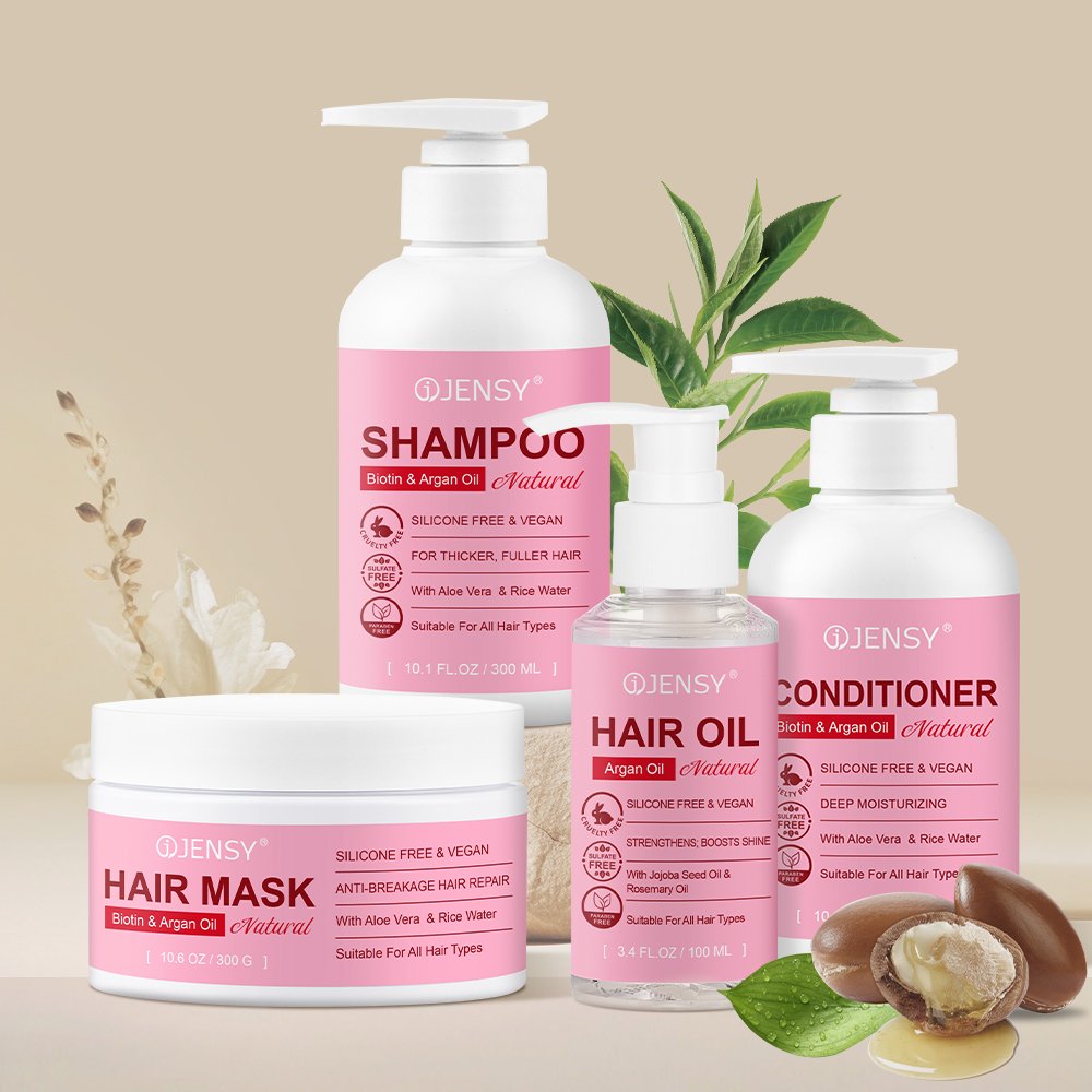 Wholesale natural organic caffeine biotin rice collagen hair mask argan hair growth keratin shampoo and conditioner hair care