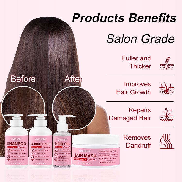 Wholesale natural organic caffeine biotin rice collagen hair mask argan hair growth keratin shampoo and conditioner hair care