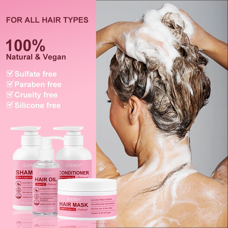 Wholesale natural organic caffeine biotin rice collagen hair mask argan hair growth keratin shampoo and conditioner hair care