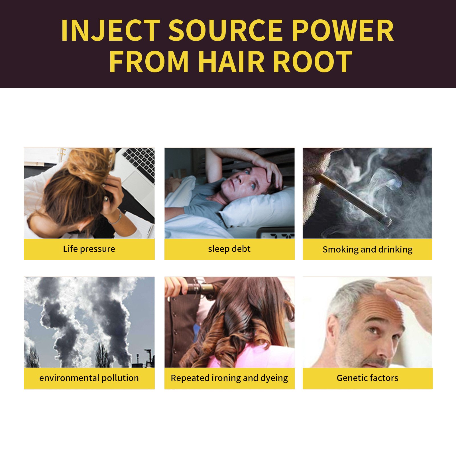 Private Label EELHOE 3 In 1 Instant Permanent Black Brown Hair Dye Shampoo Grey Hair Coverage Darkening Shampoo