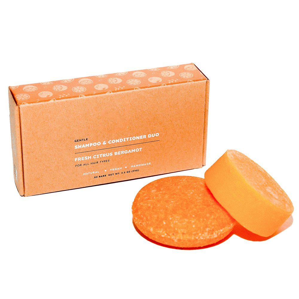 Fresh Citrus Bergamot Organic Shampoo and Conditioner Bar for Gift Set