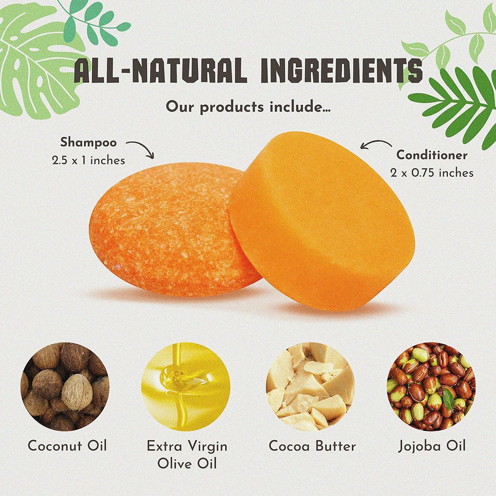 Fresh Citrus Bergamot Organic Shampoo and Conditioner Bar for Gift Set