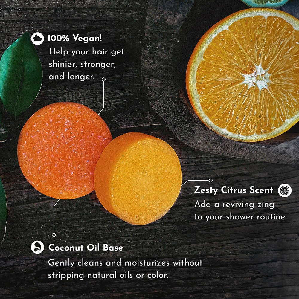 Fresh Citrus Bergamot Organic Shampoo and Conditioner Bar for Gift Set