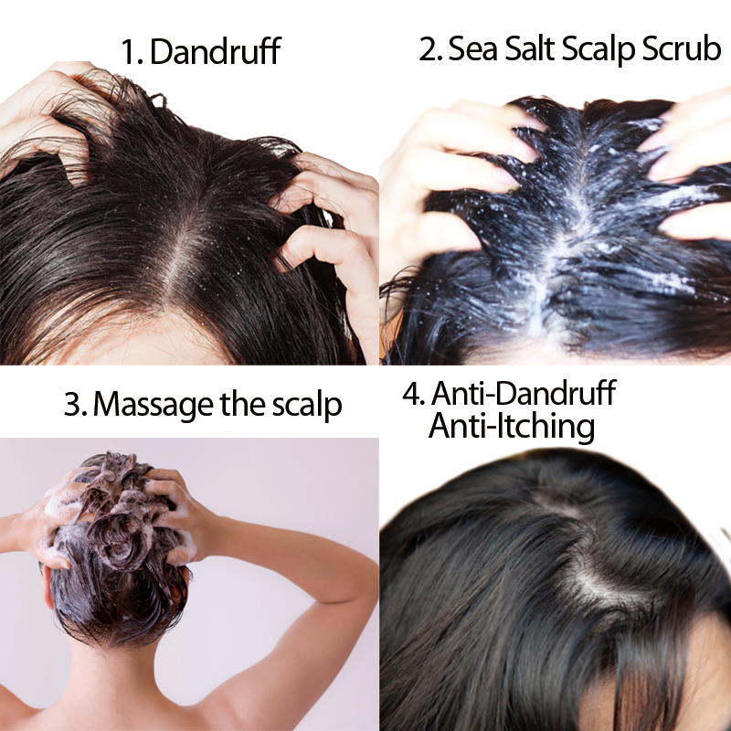 OEM private label Sea Salt hair treatment shampoo scalp scrub exfoliator