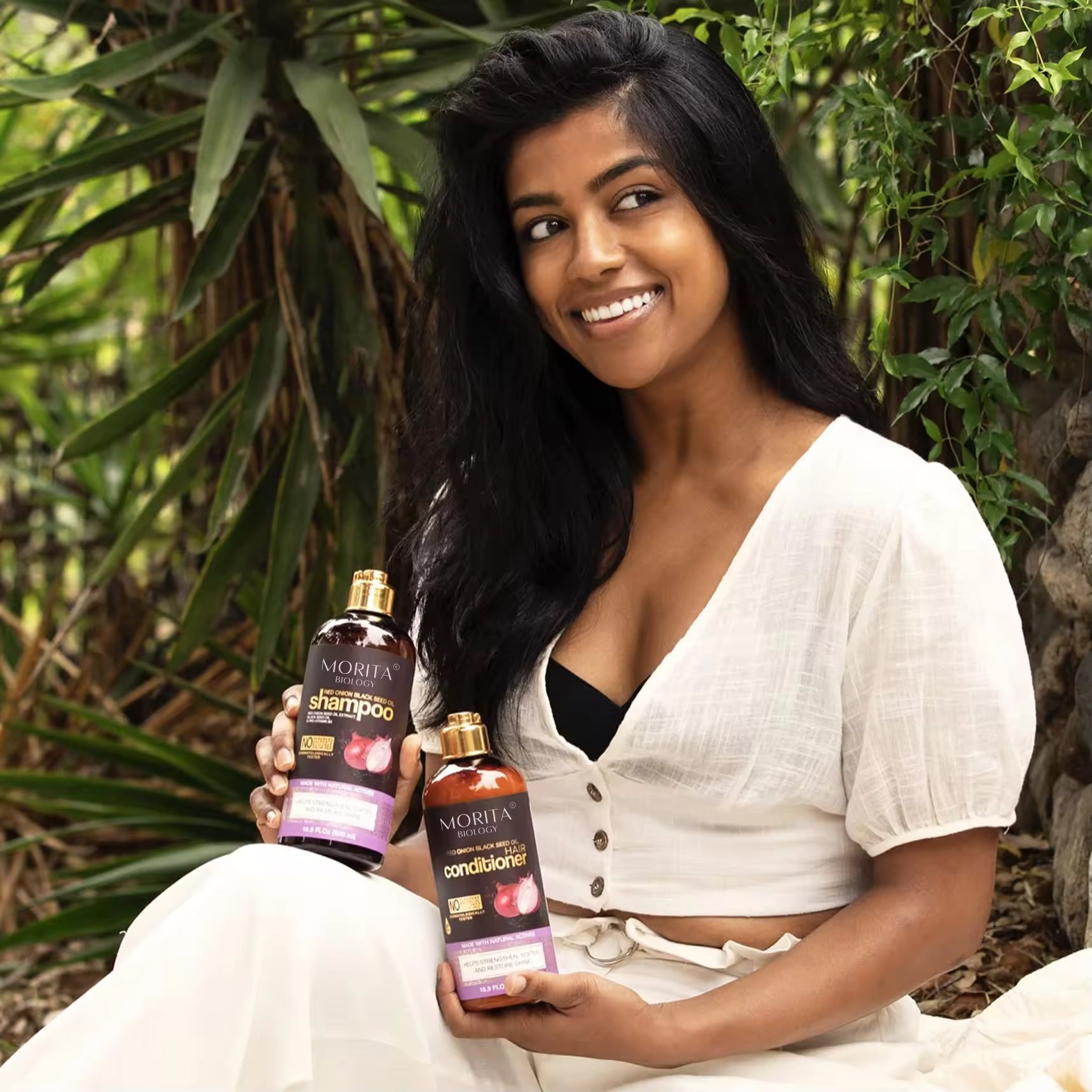Private Label Red Onion Black Seed Oil Vegan Hydrating Paraben & Sulfate Free Shampoo and Conditioner Set reducing Itchy Scalp