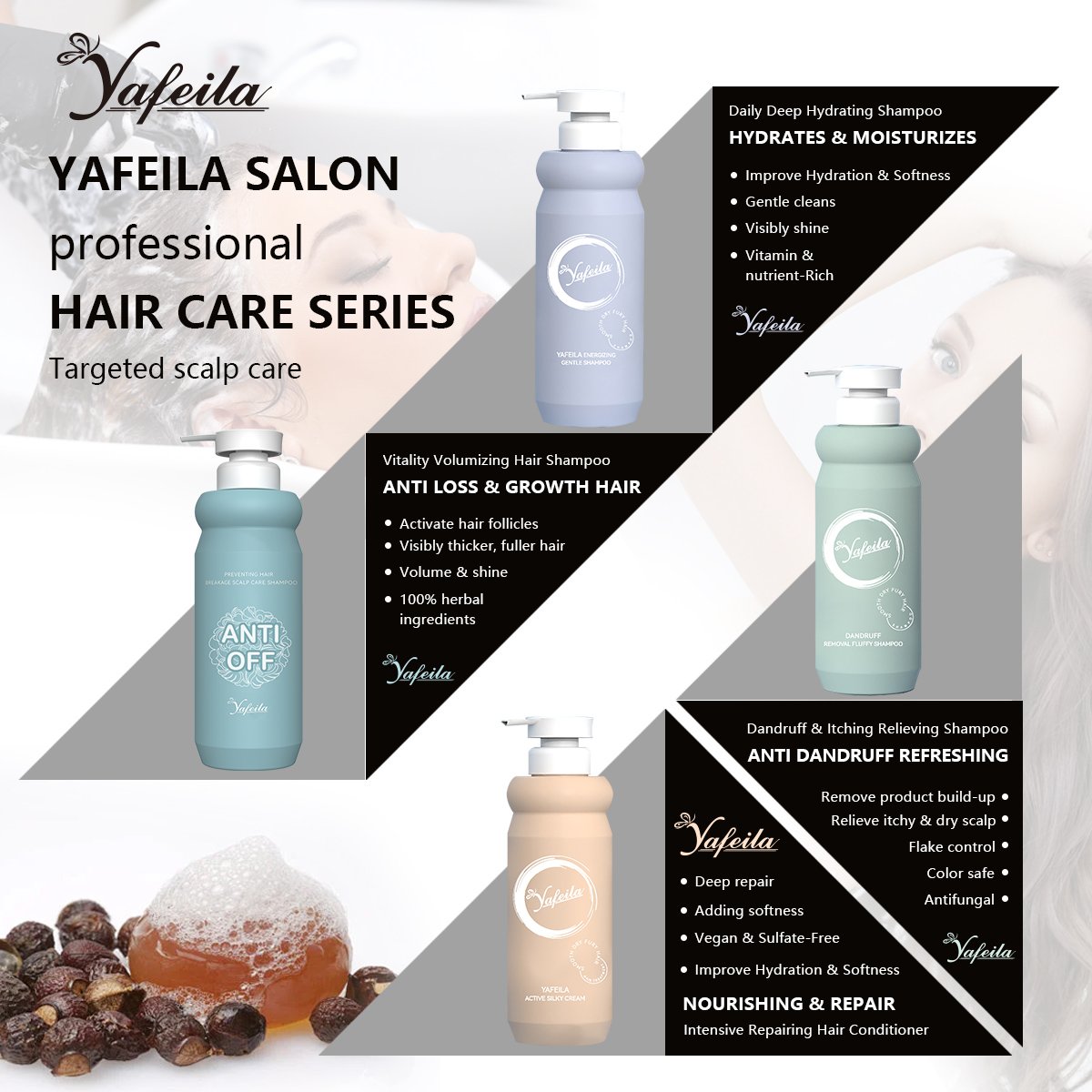 Organic Caffeine Hydrating Shampoo and Conditioner Vegan Biotin and Collagen Hair Care Sets For Curly Hair