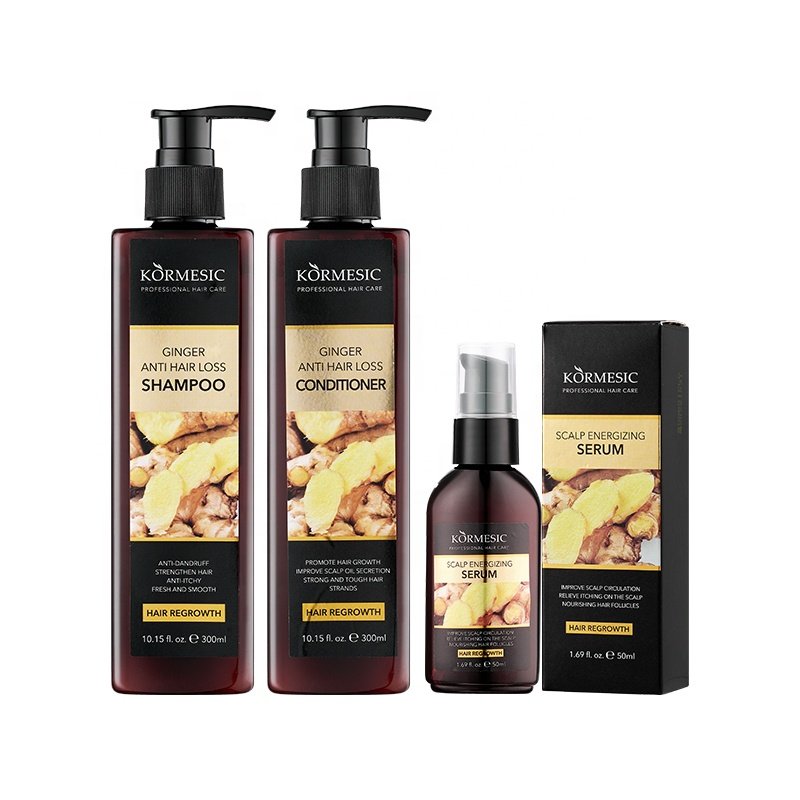 Wholesale ODM/OEM KORMESIC Hair Growth Organic Ginger Anti Hair Loss Shampoo and Conditioner Set