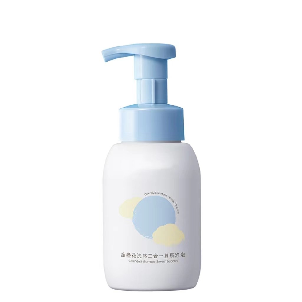 OEM ODM fragrance-free soap-free tear-free mild wash high bubble hydrating shampoo body wash 2 in 1
