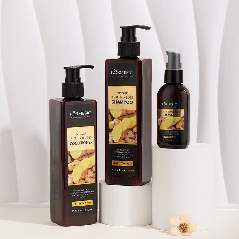 KORMESIC Private Label Hair Care Sets Anti Hair Loss Anti Off Organic Natural Herbal Ginger growth Hair Shampoo And Conditioner