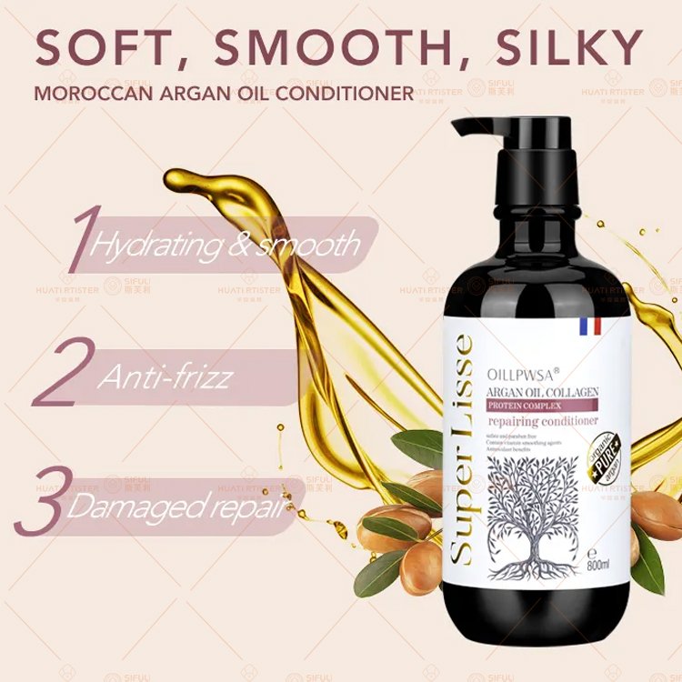 Huati Sifuli SUPER LISSE 500ml pure argan oil sufate and paraben free vitamin hair care moisturizing shampoo and conditioner