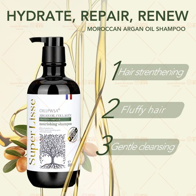 Huati Sifuli SUPER LISSE 500ml pure argan oil sufate and paraben free vitamin hair care moisturizing shampoo and conditioner