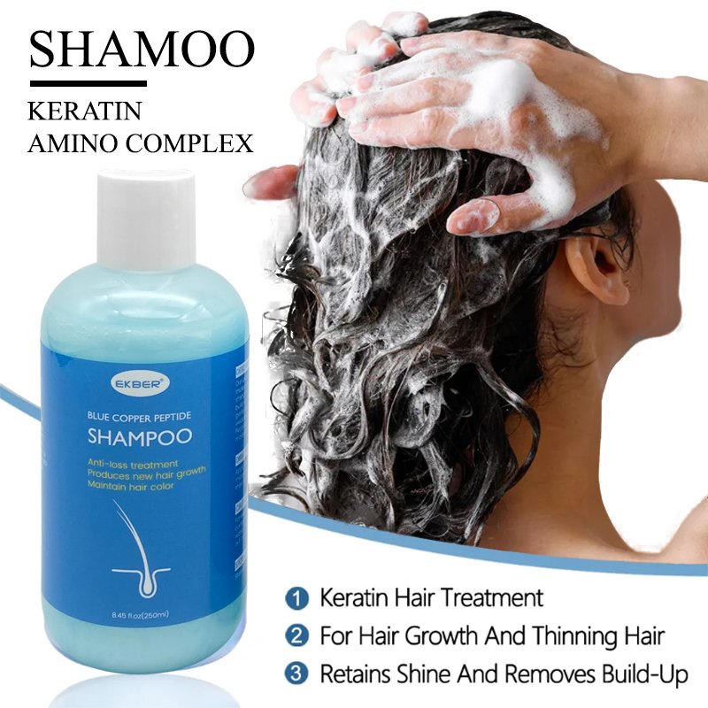 Manufacturer EKBER Blue Copper Peptide Shampoo Improve hair health Refreshing Moisturizing Shampoo For Men and Women