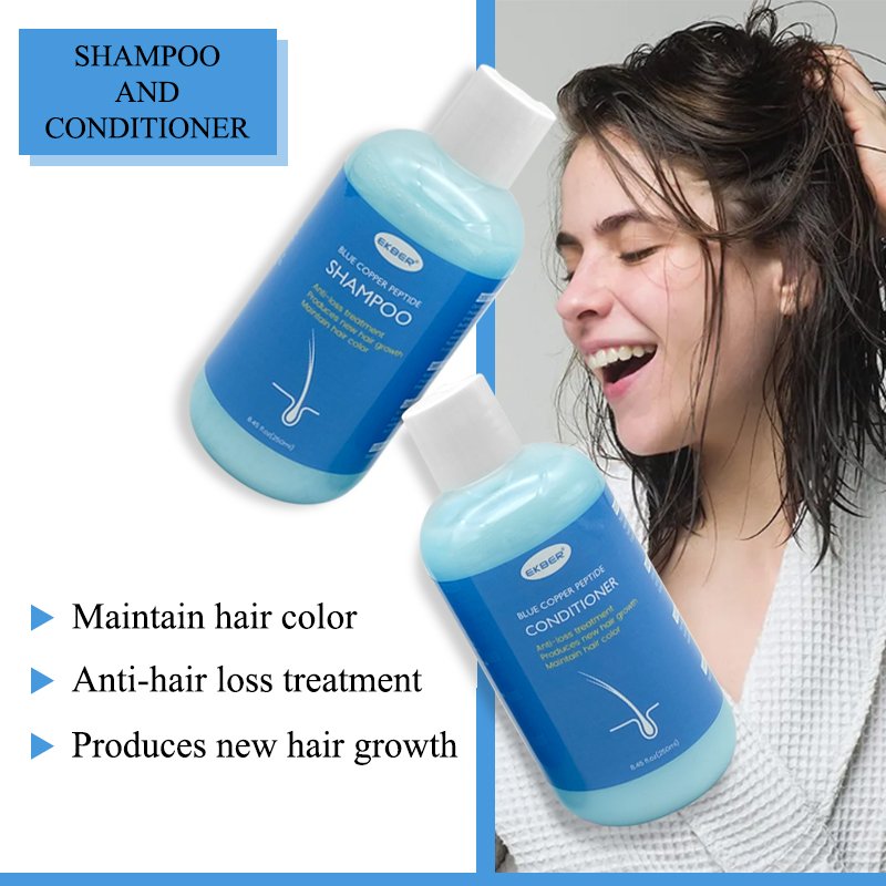 Manufacturer EKBER Blue Copper Peptide Shampoo Improve hair health Refreshing Moisturizing Shampoo For Men and Women
