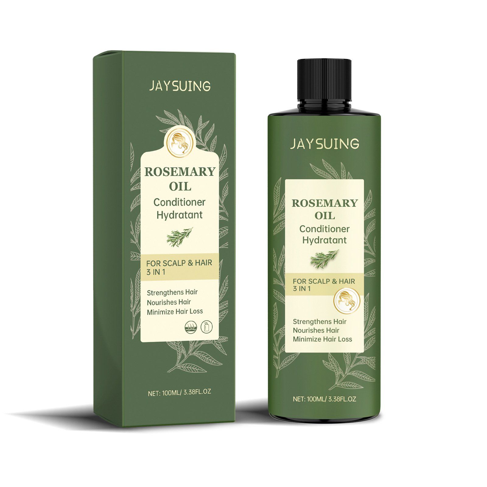 JAYSUING 3 In 1 Strengthen Hair Nourishing Anti Hair Loss Natural Rosemary Shampoo And Conditioner 100ml