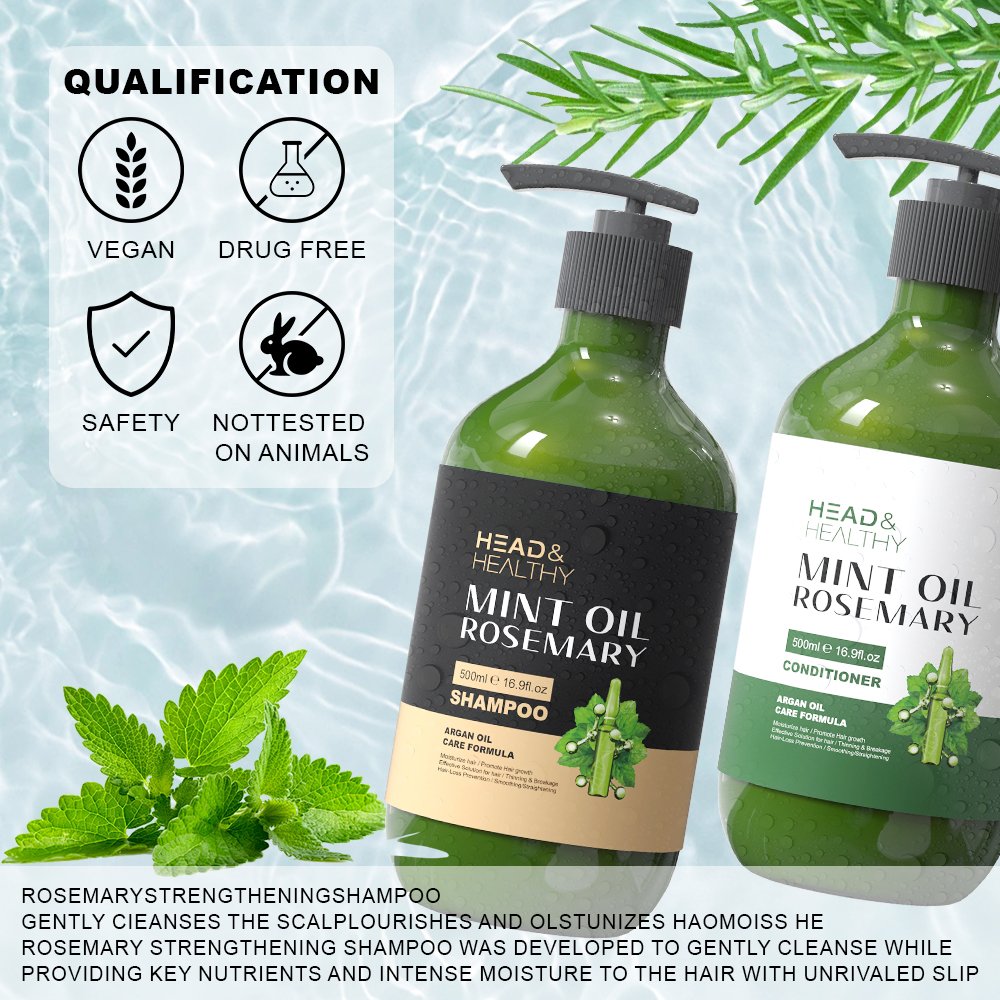 Natural rosemary mint keratin hair shampoo and conditioner private label hair care set for hair