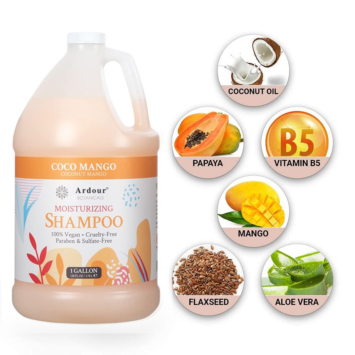 Private Label Herbal Plant Based Coconut Mango Moisturizing Cleansing Scalp Nourishing Hair Care Natural Organic Hair Shampoo