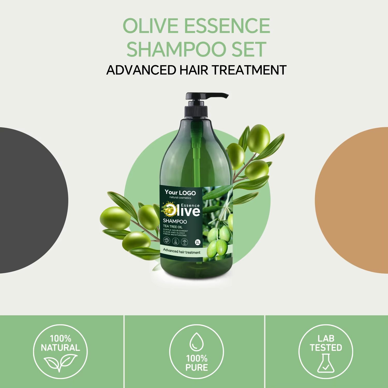 Organic Shampoo Conditioner Black Women Paraben-free Moisturizing & Olive & Hyaluronic acid Tea Tree Shampoo and Conditioner