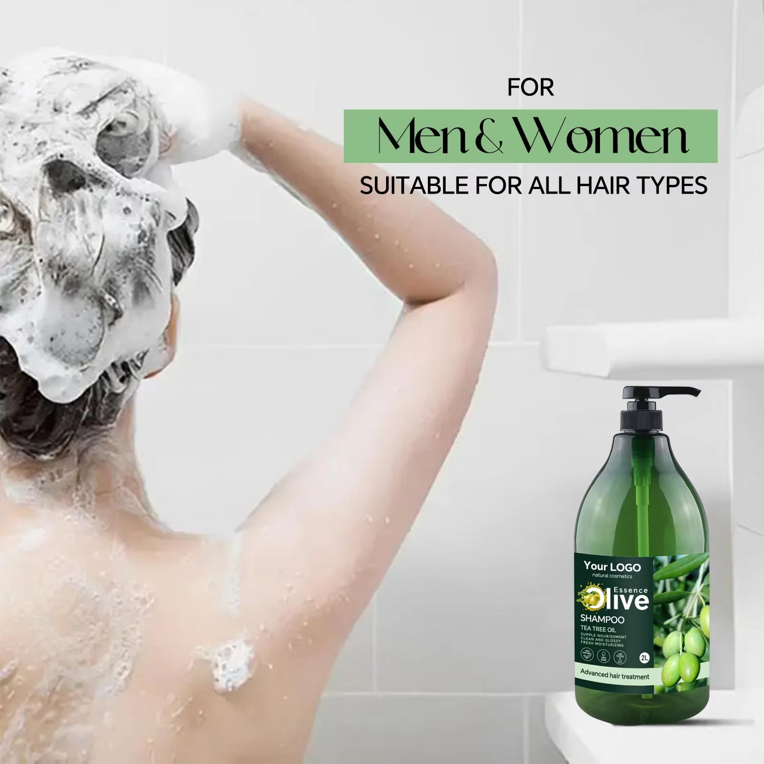 Organic Shampoo Conditioner Black Women Paraben-free Moisturizing & Olive & Hyaluronic acid Tea Tree Shampoo and Conditioner