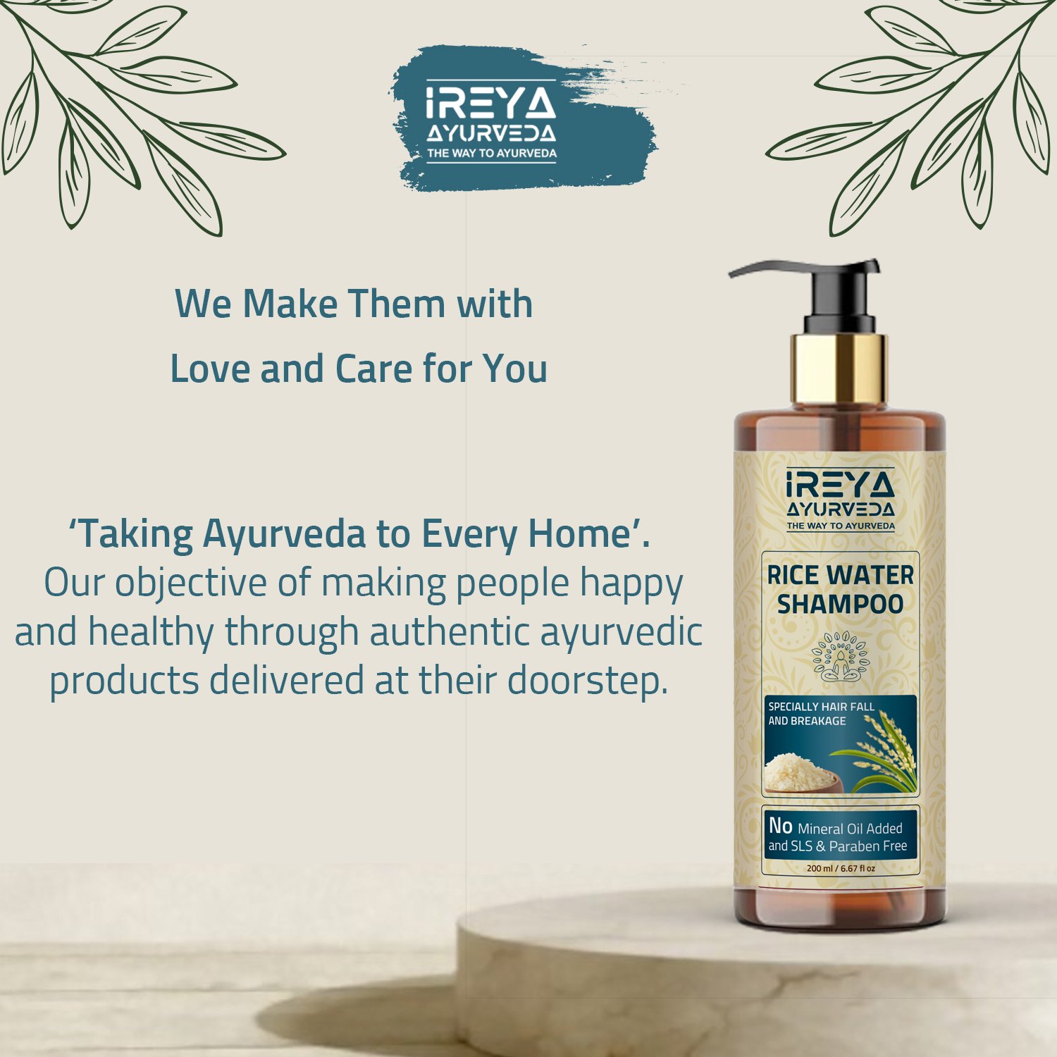 Ireya Ayurveda Organic | Rice Water Shampoo and Conditioner with Rosehip Oil Nourishing and Anti-Dandruff Gel Free Sample