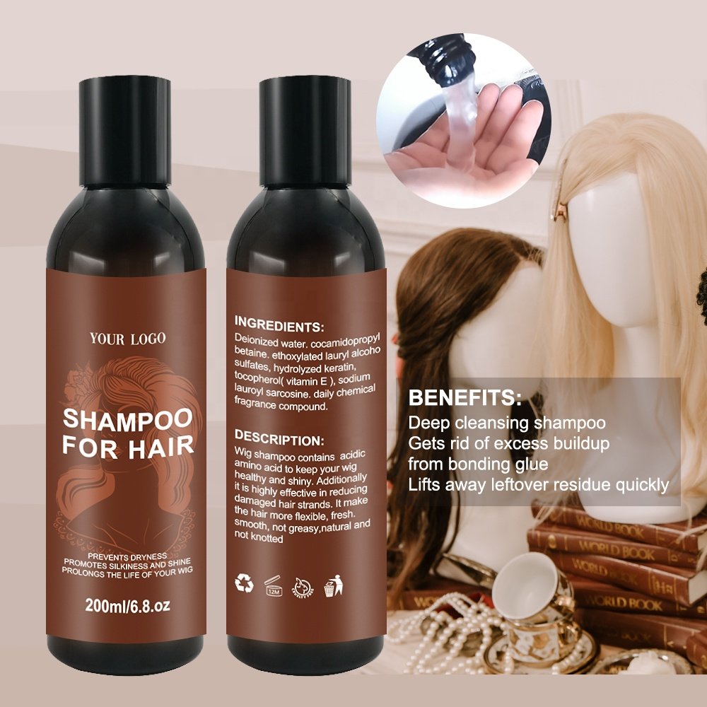 Custom Logo professional Wig care treatment Hair Smooth Silky Conditioner Hydrating Deep cleansing Hair Shampoo for Wigs