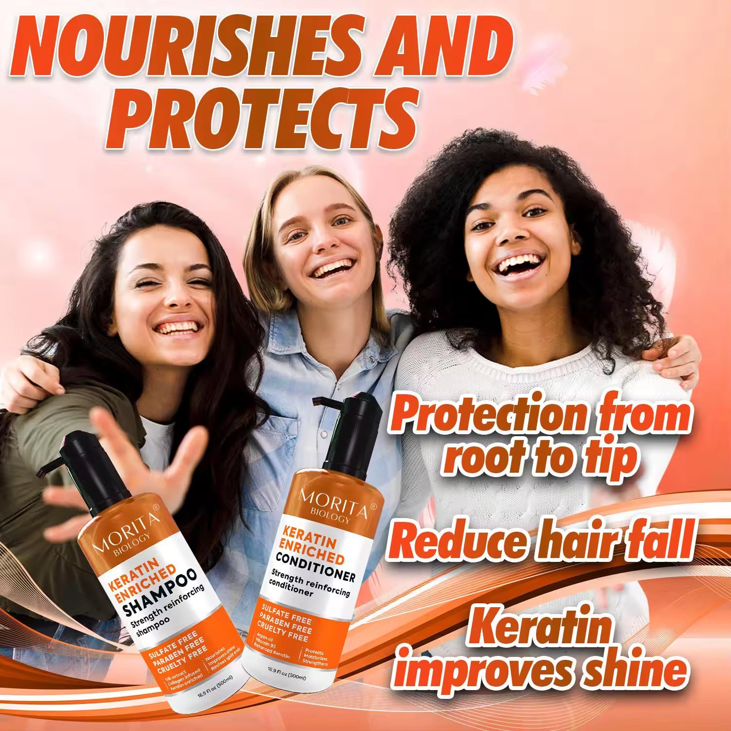 Hair Salon Care Set Sulfate-free Anti-Itching Hair-Repairing & Biotin & Keratin Moistuzring Shampoo and Conditioner