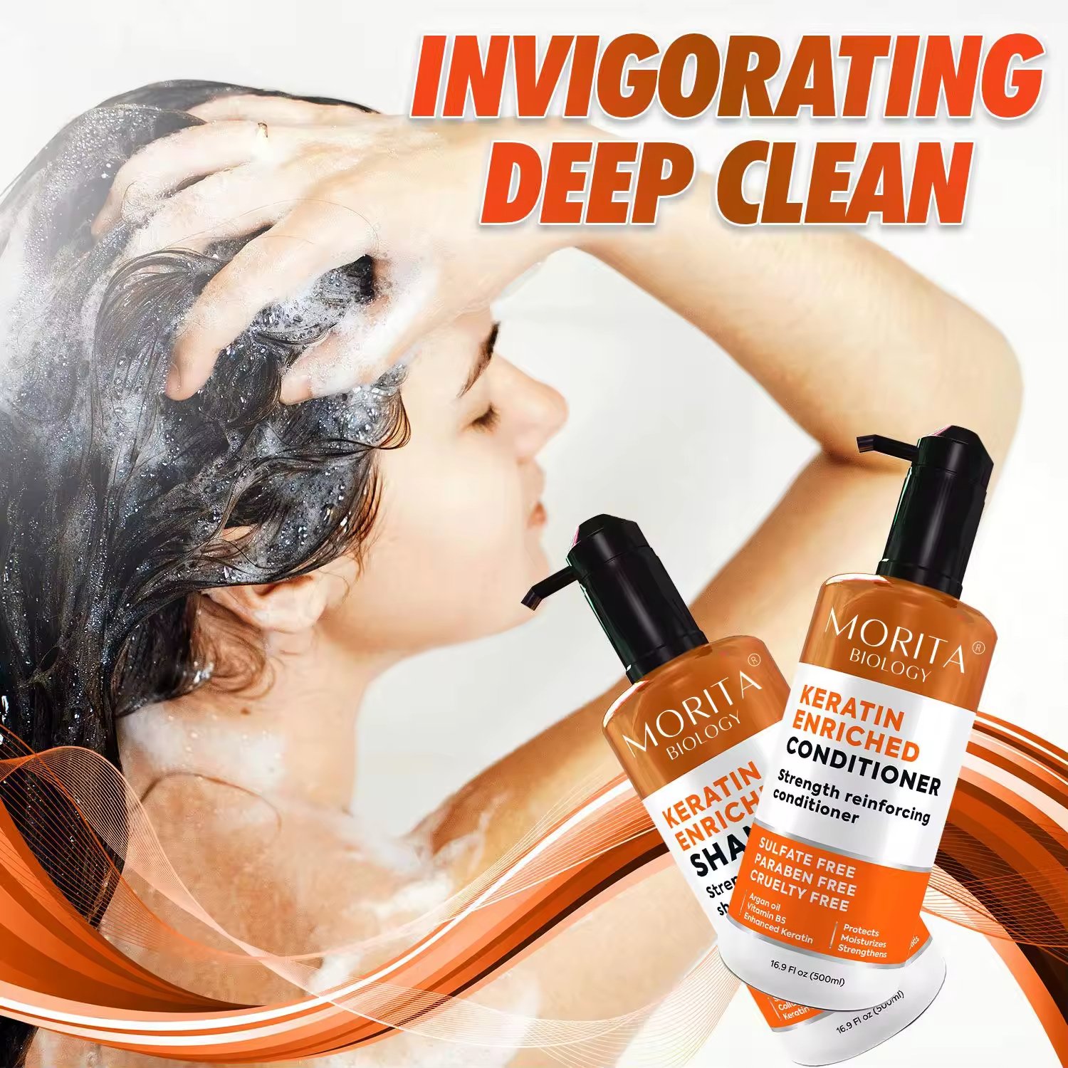 Hair Salon Care Set Sulfate-free Anti-Itching Hair-Repairing & Biotin & Keratin Moistuzring Shampoo and Conditioner