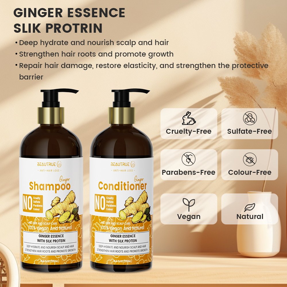 Factory Wholesale Custom Vegan Organic 500ml Anti Hair Loss Dandruff Ginger Shampoo And Conditioner For Hair Growth Shampoo