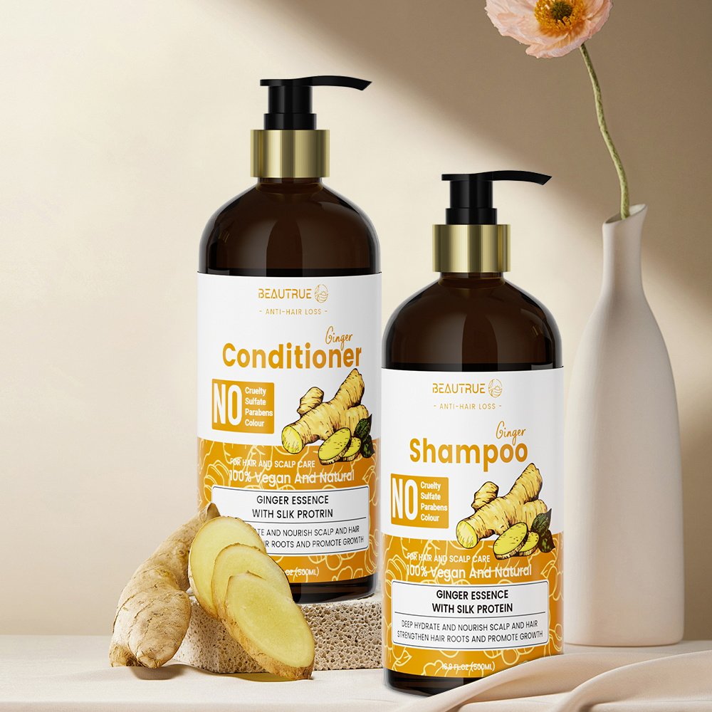Factory Wholesale Custom Vegan Organic 500ml Anti Hair Loss Dandruff Ginger Shampoo And Conditioner For Hair Growth Shampoo