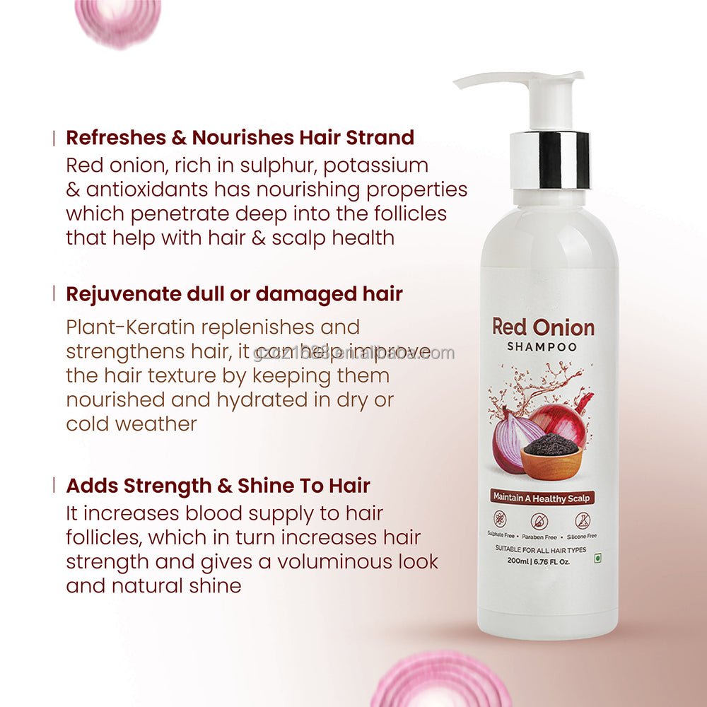 Private Label Hair Care organic Vegan Sulfate Free Anit Hair Loss Red Onion Seed Oil Hair Shampoo and Conditioner Set