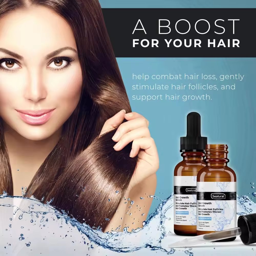 Private Label Organic Biotin Anti Hair Loss Hair growth Serum Improve Hair Density, Thickness, & Fullness Regrowth