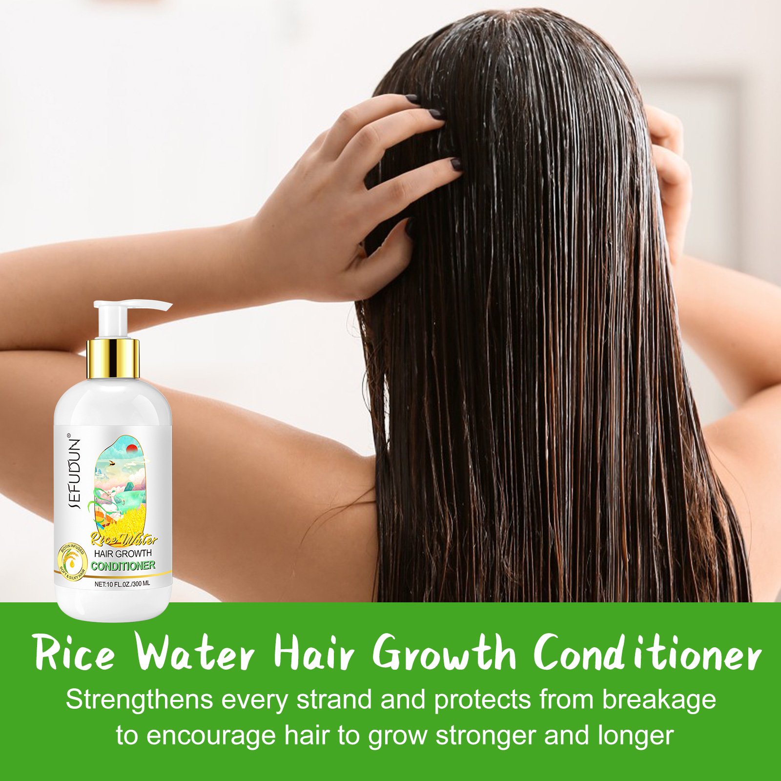 SEFUDUN Private Label Wholesale Suppliers Natural Organic Rice Water Shampoo And Conditioner Set for Hair Growth