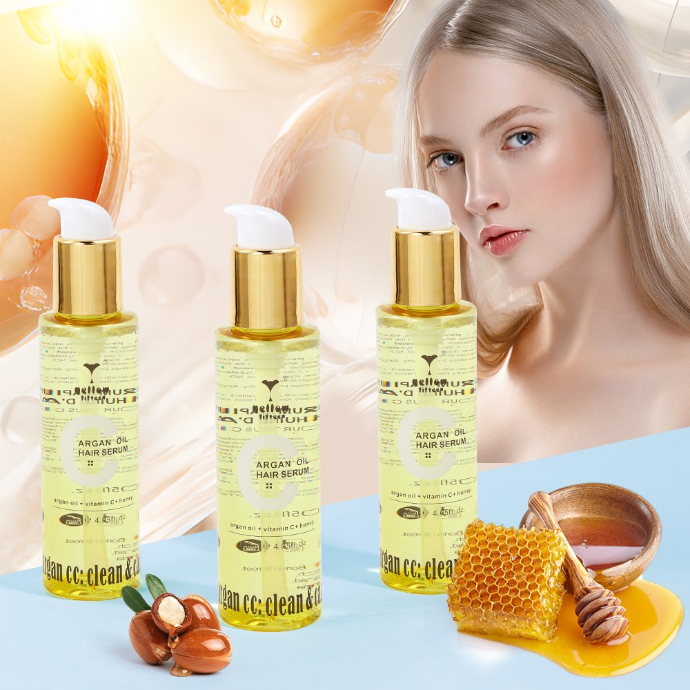 Private Brand Production Radiant Locks Argan Oil Hair Serum with Vitamin C & Honey