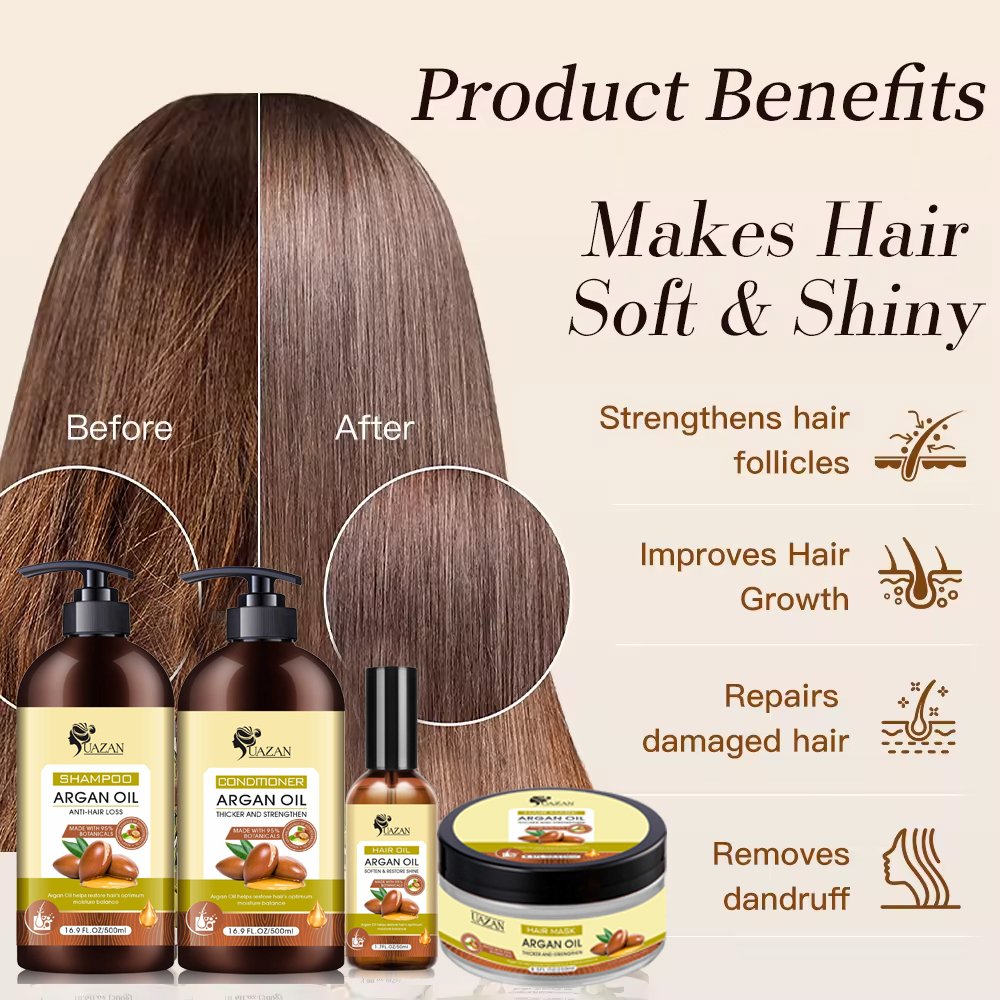 OEM Wholesale Smooth Moisturizing Lightness Sulfate Free Natural Biotin Argan Shampoo And Conditioner Set