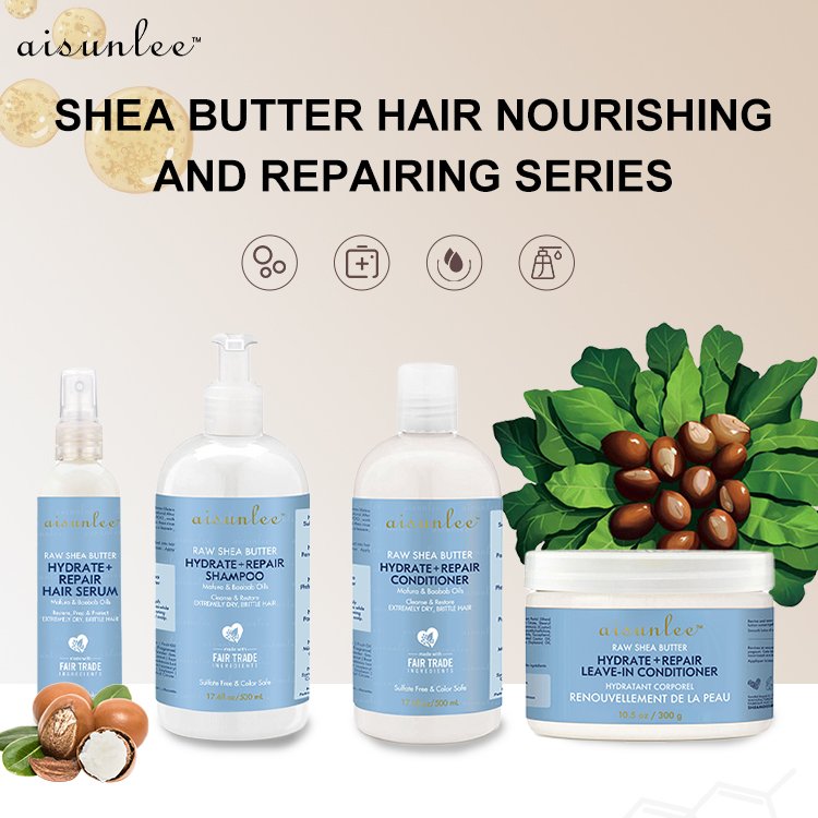 New Arrival Organic Deeply Moisturizes Shea Butter Hair Care Set Private Label Vegan Shea Butter Hair Shampoo