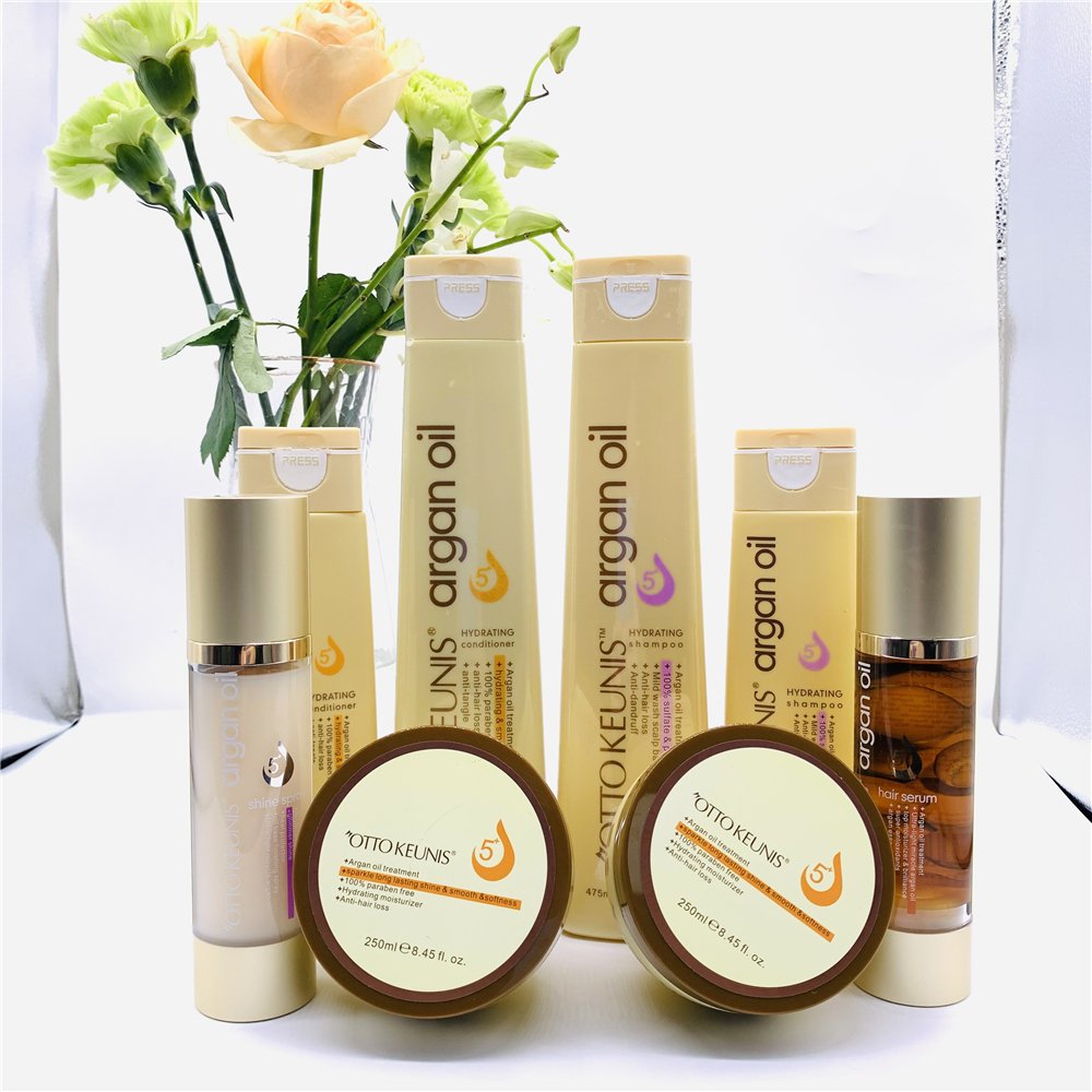 Private Label OEM ODM Sulfate Free Organic Argan Oil Shampoo and Oil and Mask and Conditioner Set for curly hair