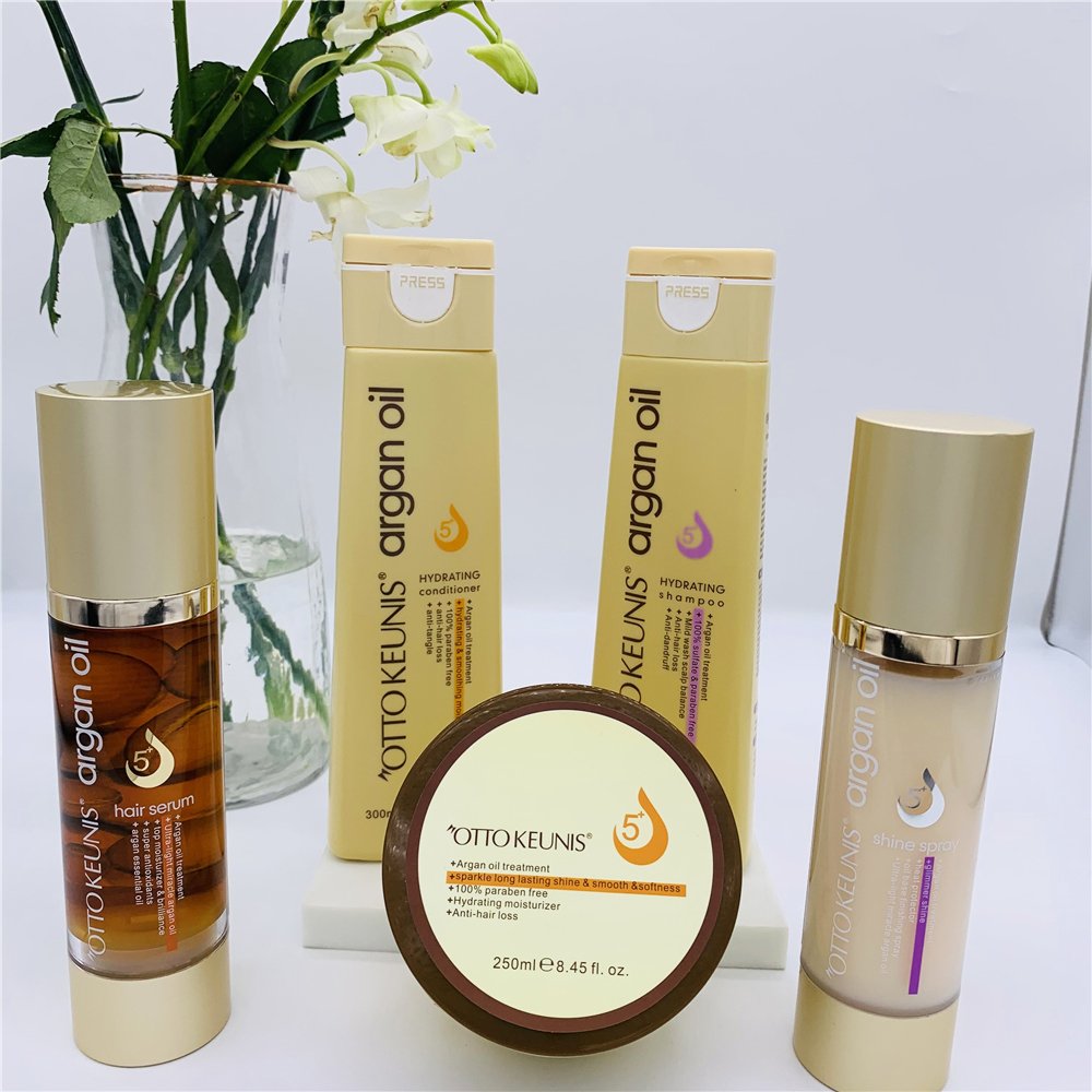 Private Label OEM ODM Sulfate Free Organic Argan Oil Shampoo and Oil and Mask and Conditioner Set for curly hair