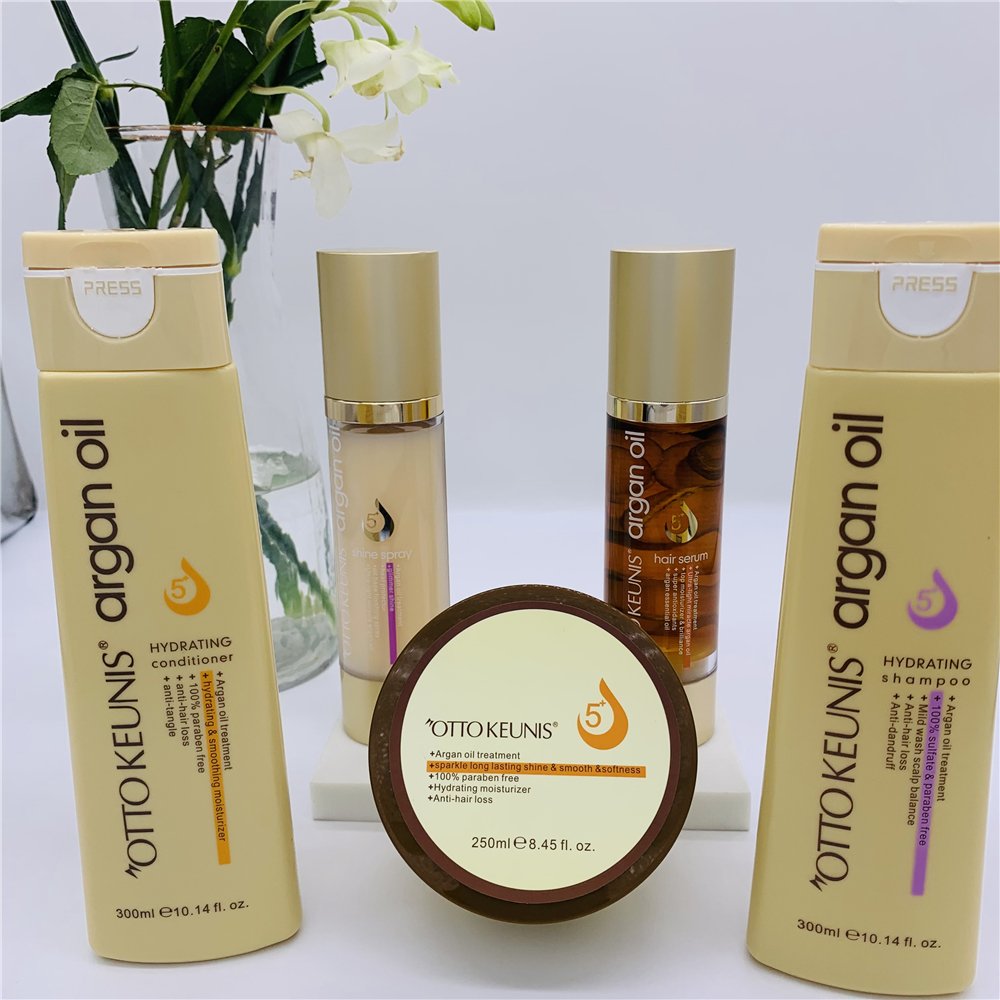 Private Label OEM ODM Sulfate Free Organic Argan Oil Shampoo and Oil and Mask and Conditioner Set for curly hair