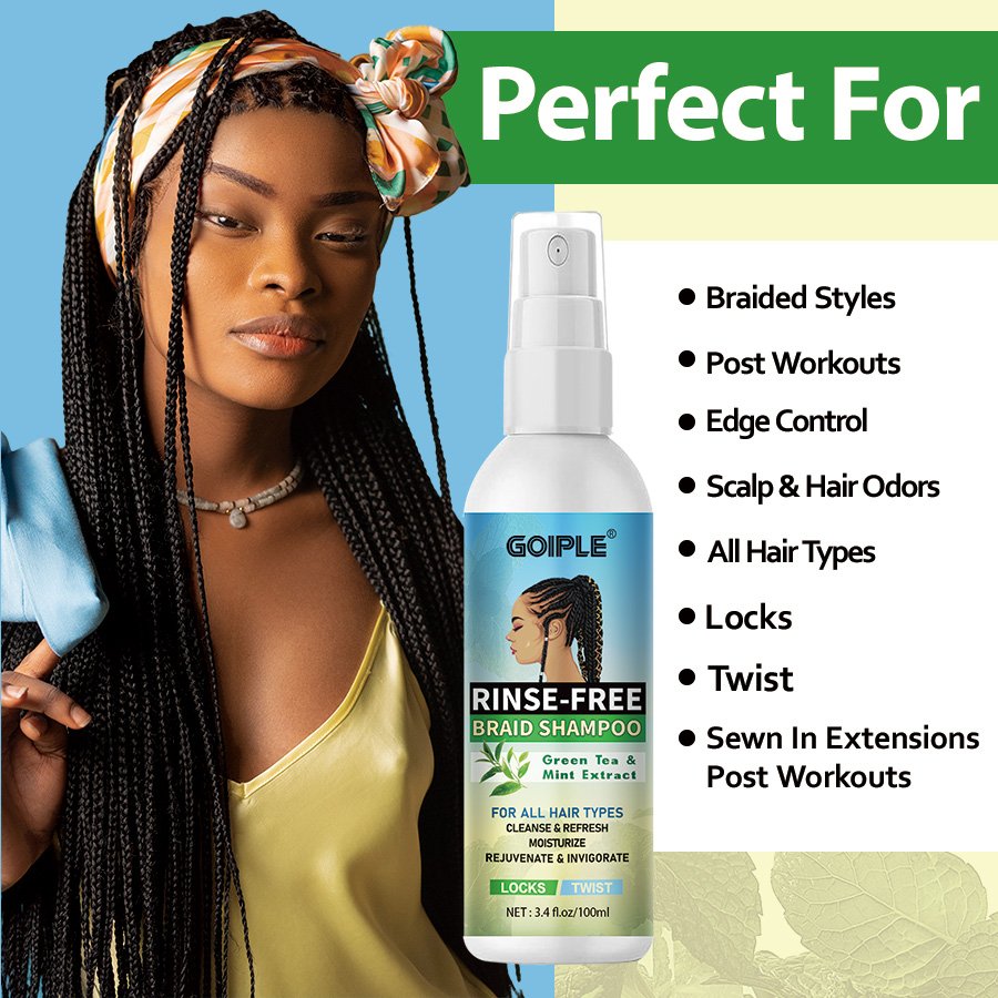 Custom Label Low MOQ 100ML Cleanse & Refresh Twists Weaves Shampoo Rinse-free Braid Shampoo for All Hair Types