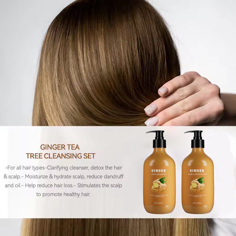 Ginger hair Shampoo and Conditioner for Deep Cleansing Dandruff Frizz Smooth Hair