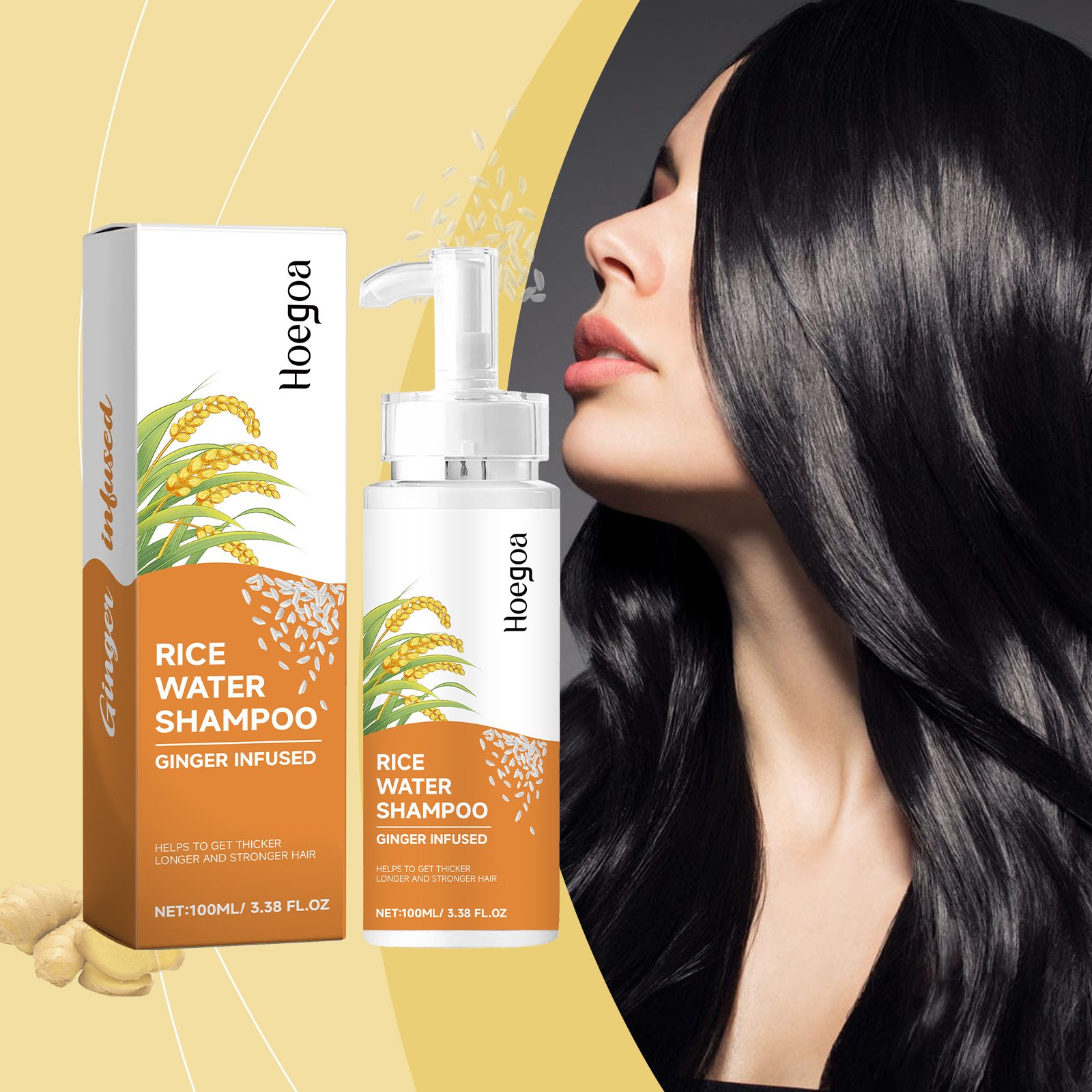 OEM Factory Rice Water Hair Growth Shampoo Anti-Hair Loss Oil Control Anti Dandruff Repair Damage Dry Hair Nourishing Shampoo