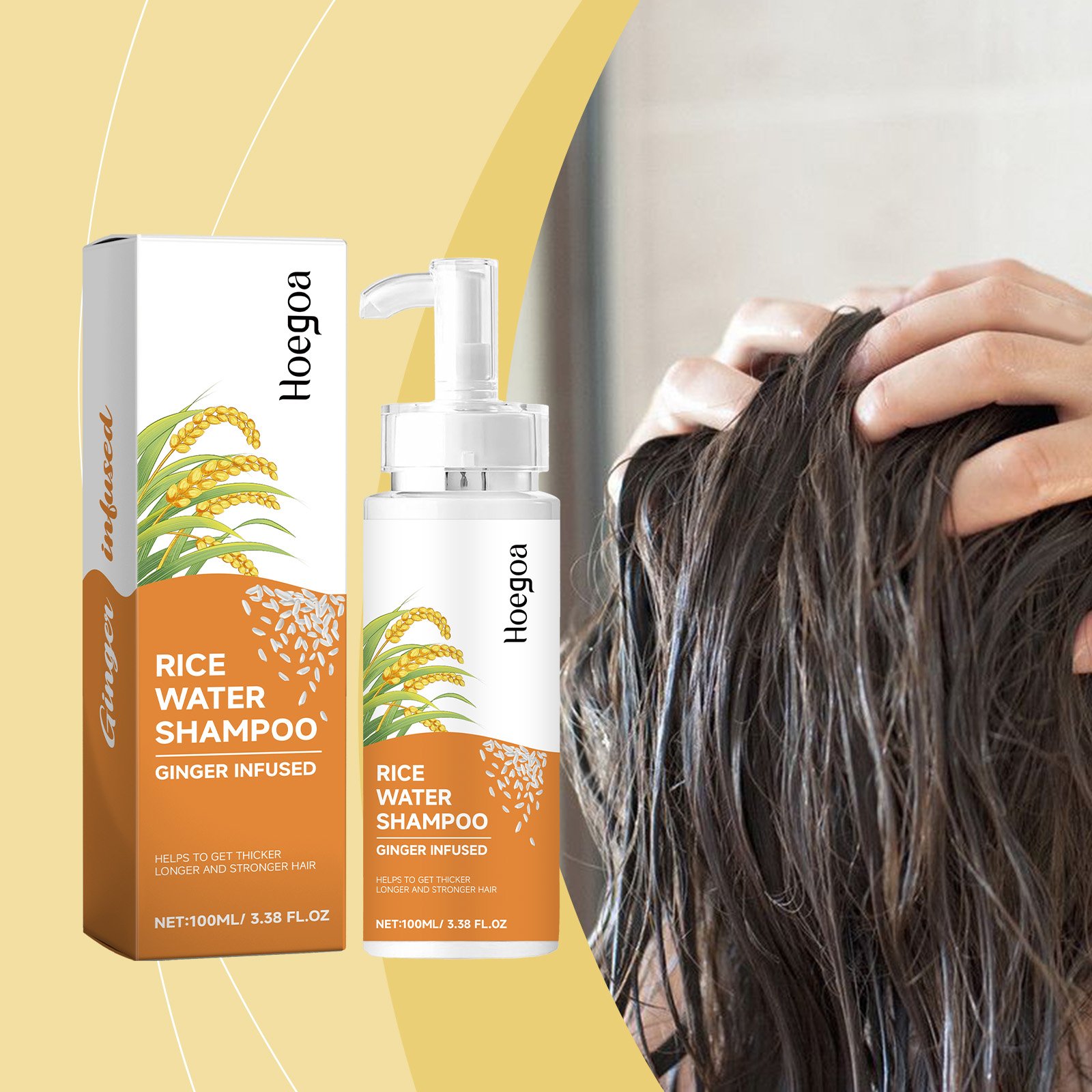 OEM Factory Rice Water Hair Growth Shampoo Anti-Hair Loss Oil Control Anti Dandruff Repair Damage Dry Hair Nourishing Shampoo