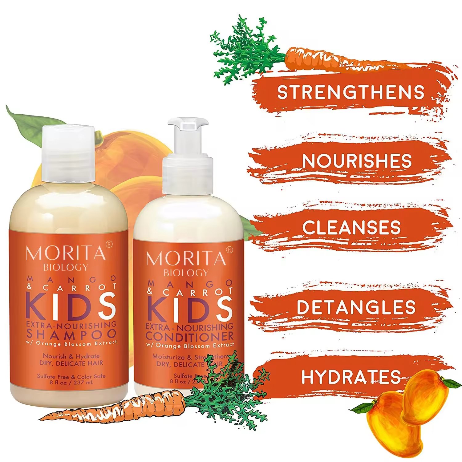 High Quality Best Shampoo and Conditioner for Natural Hair Cruelty-free Moisturizing & Argan oil & Carrot Hair Care Sets for Kid
