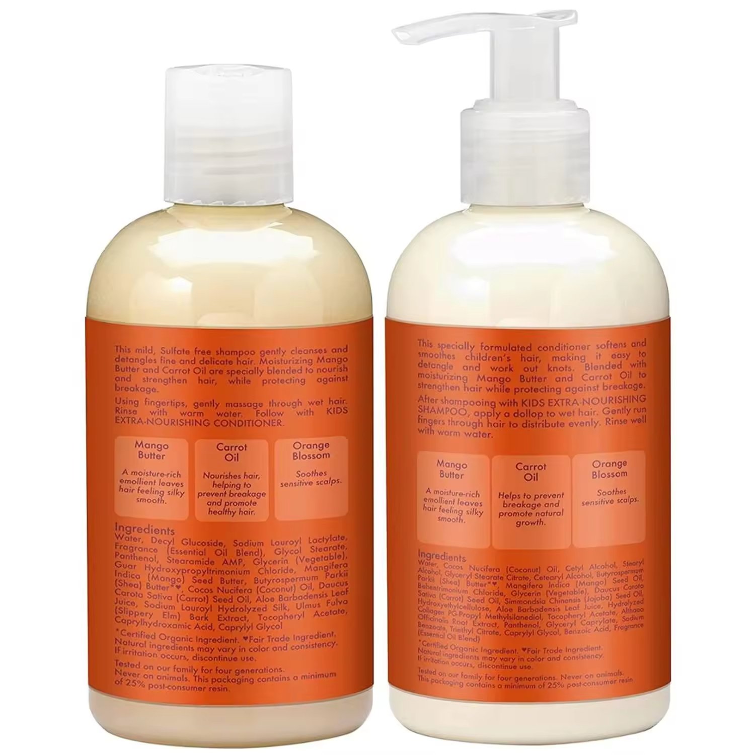 High Quality Best Shampoo and Conditioner for Natural Hair Cruelty-free Moisturizing & Argan oil & Carrot Hair Care Sets for Kid