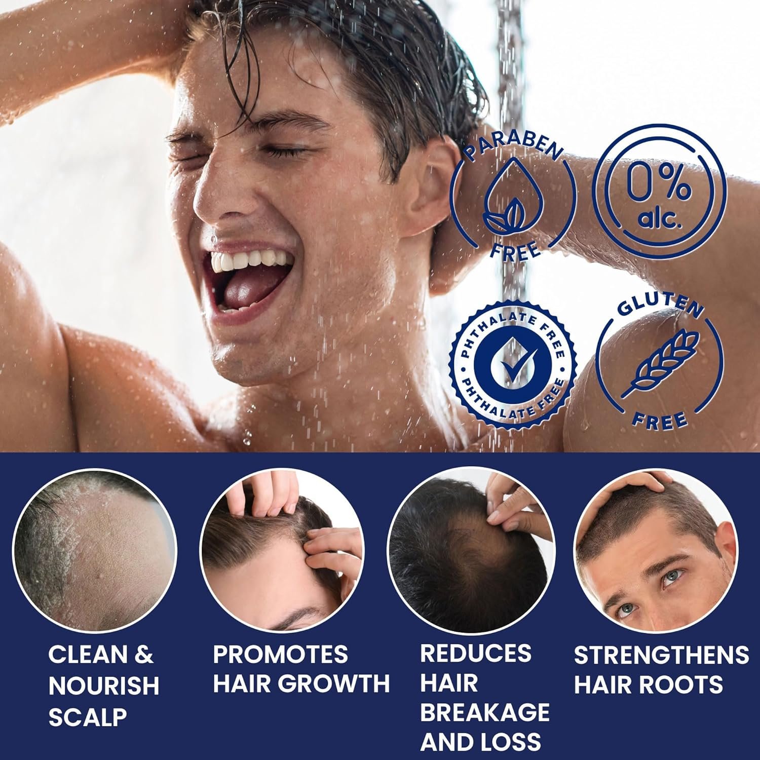 Private Label Vegan Hair Care Loss Shampoo Regrowth Thinning Hair Thickening Biotin Hair Growth Shampoo For Men
