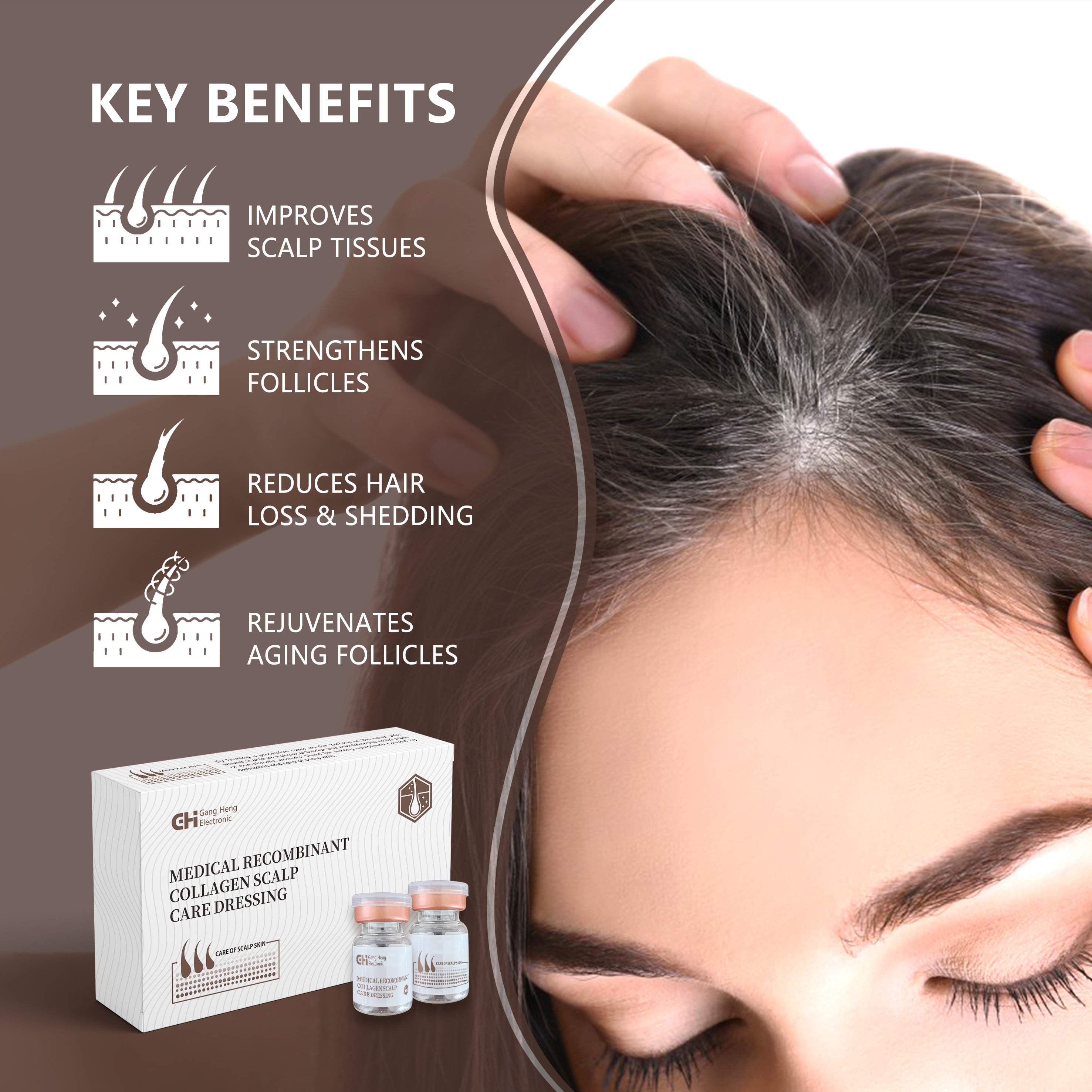 Private label Professional daily use hair care products organic Recombinant collagen Regrowth Hair Serum repairing hair loss